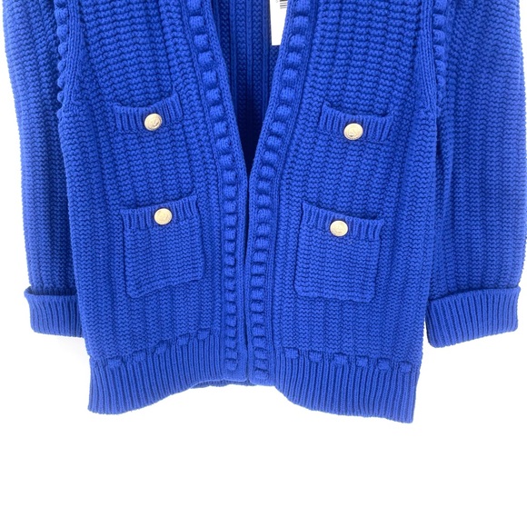 BERENICE NEW MGEMMA Heavy Knit Puff Sleeve Luxury Cardigan Sweater Royal Blue - Picture 5 of 8